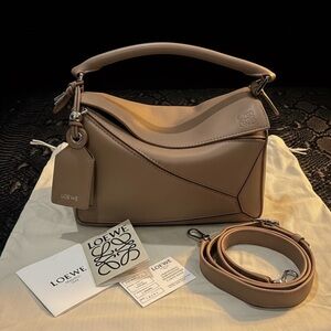 L* Featherlight Leather Puzzle - Taupe with Silver Hardware - Size Small